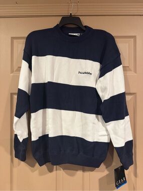 Gear For Sports Navy & White Wide-Stripe Crewneck Sweater